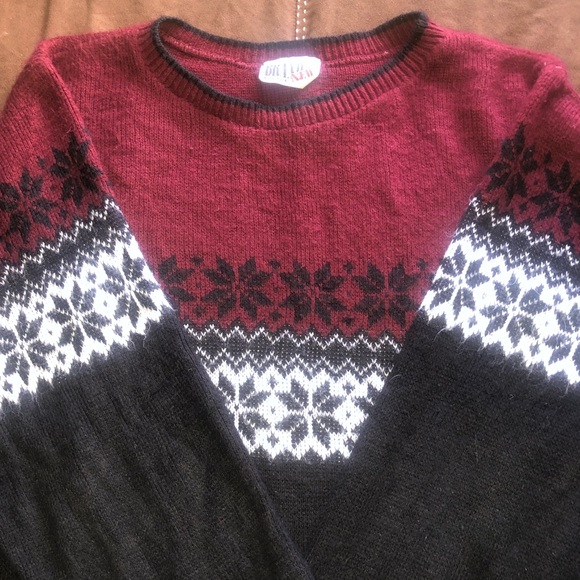 Vintage Snowflake red and black mens sweater large made in USA - Picture 2 of 3